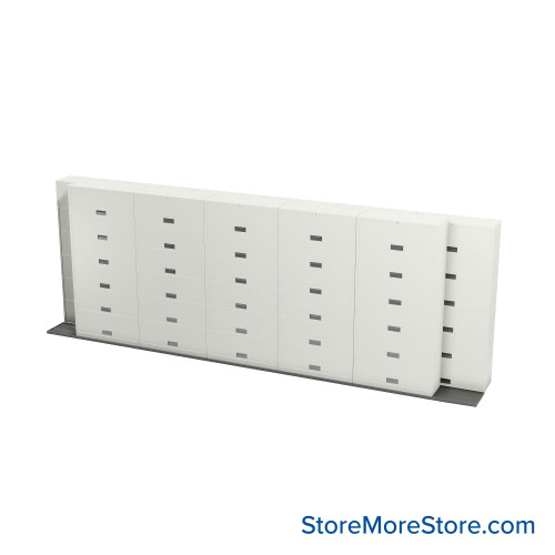 Sliding Flipper Door Cabinets, 260" W x 32.25" D x 93.5" H, Binder Storage, 42" Cabinet Width, 6 Levels
