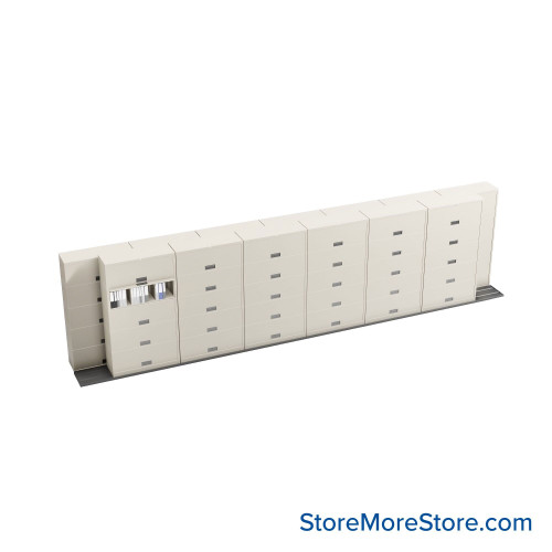 Sliding Flipper Door Cabinets, 302" W x 32.25" D x 79.5" H, Binder Storage, 42" Cabinet Width, 5 Levels