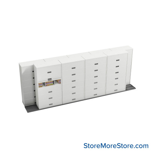 Sliding Flipper Door Cabinets, 214" W x 38" D x 81.5" H, Legal Storage, 42" Cabinet Width, 6 Levels
