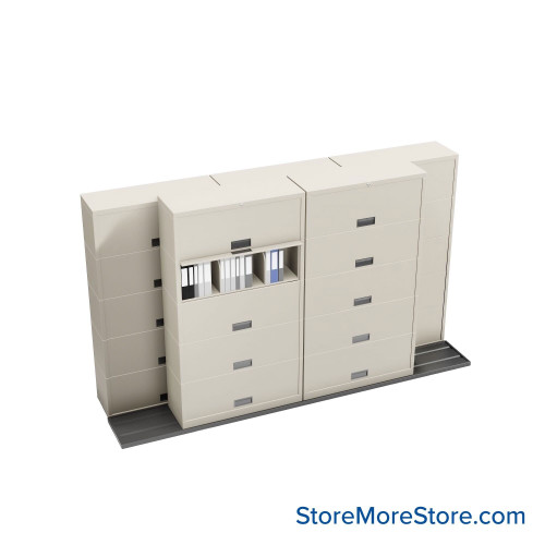 Sliding Flipper Door Cabinets, 130" W x 32.25" D x 79.5" H, Binder Storage, 42" Cabinet Width, 5 Levels