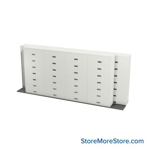 Sliding Flipper Door Cabinets, 214" W x 38" D x 93.5" H, Legal Storage, 42" Cabinet Width, 7 Levels