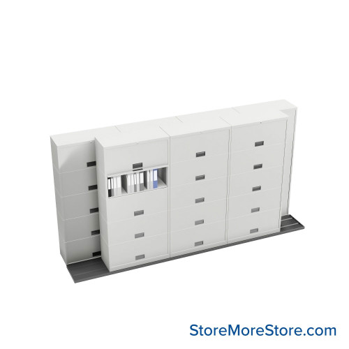 Sliding Flipper Door Cabinets, 148" W x 32.25" D x 79.5" H, Binder Storage, 36" Cabinet Width, 5 Levels