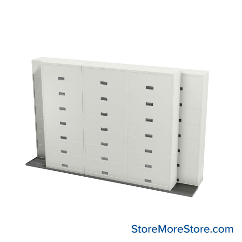Sliding Flipper Door Cabinets, 148" W x 32.25" D x 93.5" H, Letter Storage, 36" Cabinet Width, 7 Levels