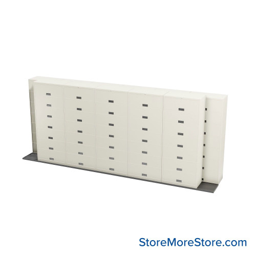 Sliding Flipper Door Cabinets, 224" W x 38" D x 93.5" H, Legal Storage, 36" Cabinet Width, 7 Levels