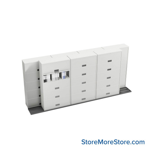 Sliding Flipper Door Cabinets, 172" W x 32.25" D x 79.5" H, Binder Storage, 42" Cabinet Width, 5 Levels
