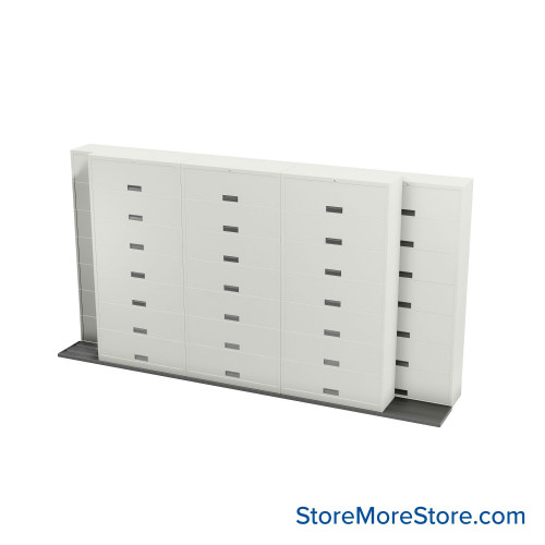 Sliding Flipper Door Cabinets, 172" W x 32.25" D x 93.5" H, Letter Storage, 42" Cabinet Width, 7 Levels