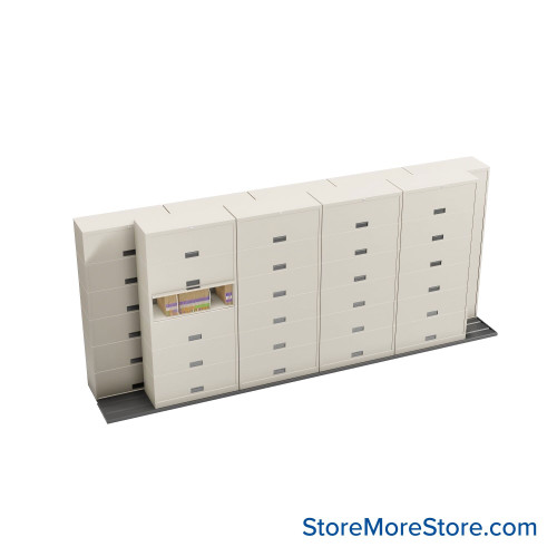 Sliding Flipper Door Cabinets, 184" W x 32.25" D x 81.5" H, Letter Storage, 36" Cabinet Width, 6 Levels