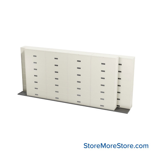 Sliding Flipper Door Cabinets, 214" W x 32.25" D x 93.5" H, Letter Storage, 42" Cabinet Width, 7 Levels