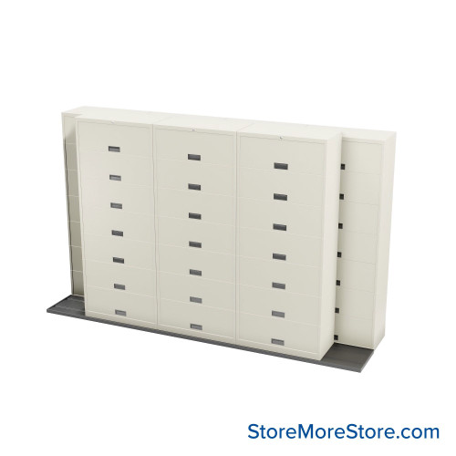 Sliding Flipper Door Cabinets, 148" W x 38" D x 93.5" H, Legal Storage, 36" Cabinet Width, 7 Levels