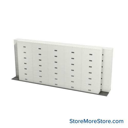 Sliding Flipper Door Cabinets, 224" W x 32.25" D x 93.5" H, Letter Storage, 36" Cabinet Width, 7 Levels