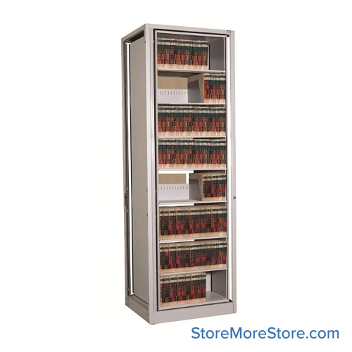 Rotary File Cabinet, 30.75" W x 25" D x 93" H, Adder Unit, Open Shelves