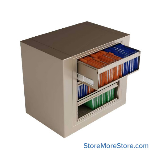 Rotary File Cabinet, 45.5" W x 31" D x 42" H, Starter Unit, Roll-Outs