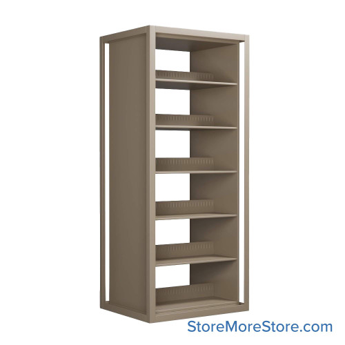 Rotary File Cabinet, 38.75" W x 31" D x 72" H, Adder Unit, Open Shelves