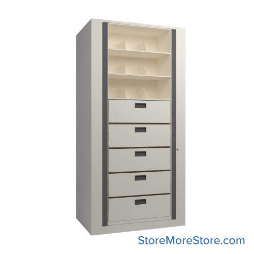 Rotary File Cabinet, 45.5" W x 31" D x 93" H, Starter Unit, File Drawers & Shelves