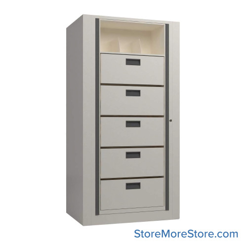 Rotary File Cabinet, 36.5" W x 25" D x 72" H, Starter Unit, File Drawers & Shelves