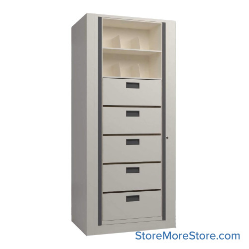 Rotary File Cabinet, 36.5" W x 25" D x 82.5" H, Starter Unit, File Drawers & Shelves