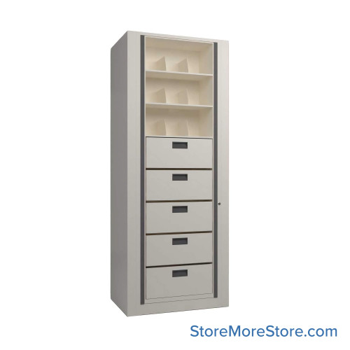 Rotary File Cabinet, 36.5" W x 25" D x 93" H, Starter Unit, File Drawers & Shelves