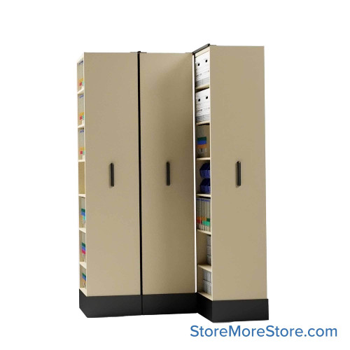 Retractable Shelving Systems, 49.5" W x 43" D x 91" H, 3 Pull-Out Units, 36" Shelf Width, 15" Shelf Depth Retractable Shelving Systems, 49.5" W x 43" D x 91" H, 3 Pull-Out Units, 36" Shelf Width, 15" Shelf Depth