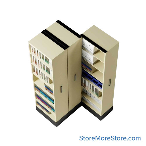 Retractable Shelving Systems, 40.5" W x 43" D x 91" H, 3 Pull-Out Units, 36" Shelf Width, 12" Shelf Depth