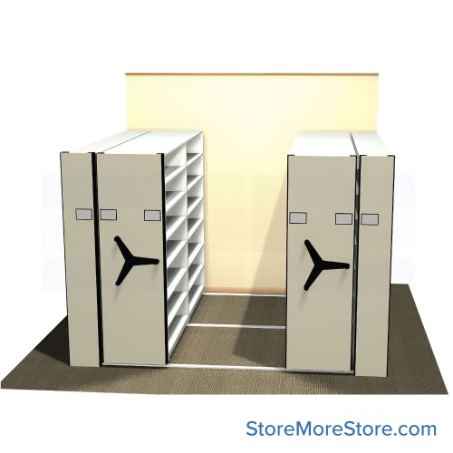 High Density Shelving, 118" W x 108" D, 96" Shelving Width, Letter (12") Shelf Depth