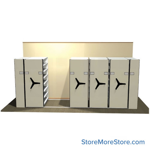 High Density Shelving, 199" W x 60" D, 48" Shelving Width, Legal (15") Shelf Depth