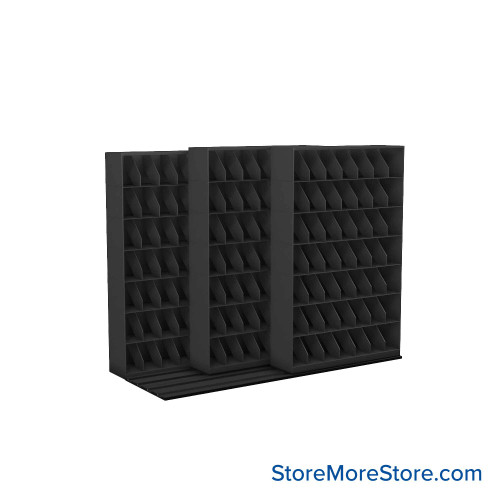 Mobile File Rack, 100" W x 42.75" D x 79.5" H, Fixed Dividers, 48" Shelf Width