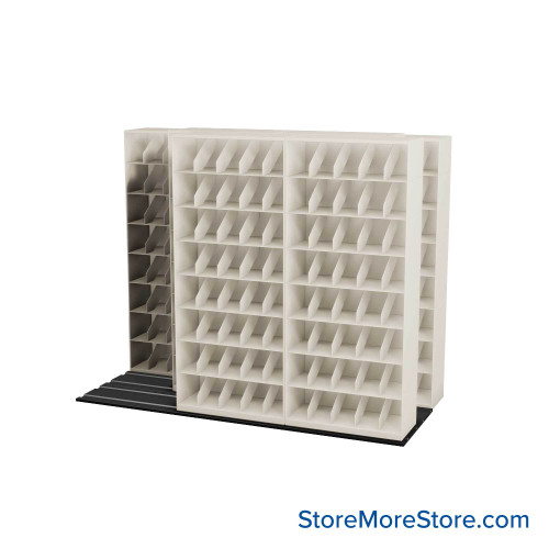 Mobile File Rack, 112" W x 51.75" D x 89.5" H, Fixed Dividers, 36" Shelf Width