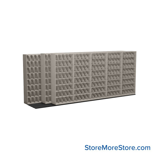 Mobile File Rack, 224" W x 51.75" D x 89.5" H, Fixed Dividers, 36" Shelf Width