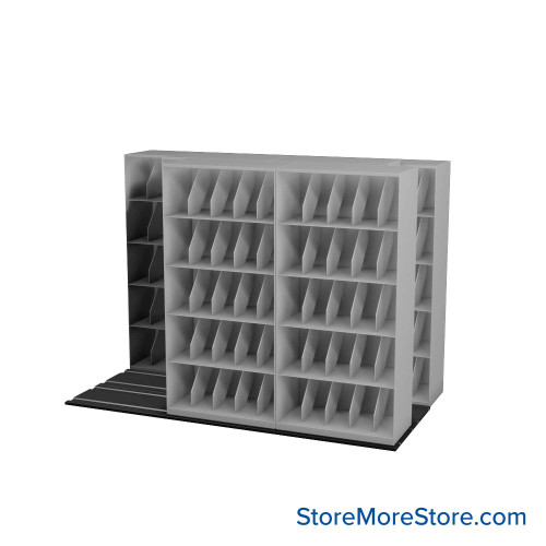Mobile File Rack, 112" W x 60.75" D x 84.5" H, Fixed Dividers, 36" Shelf Width