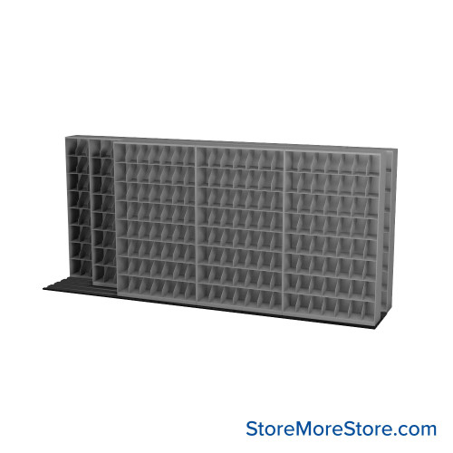 Mobile File Rack, 196" W x 42.75" D x 89.5" H, Fixed Dividers, 48" Shelf Width