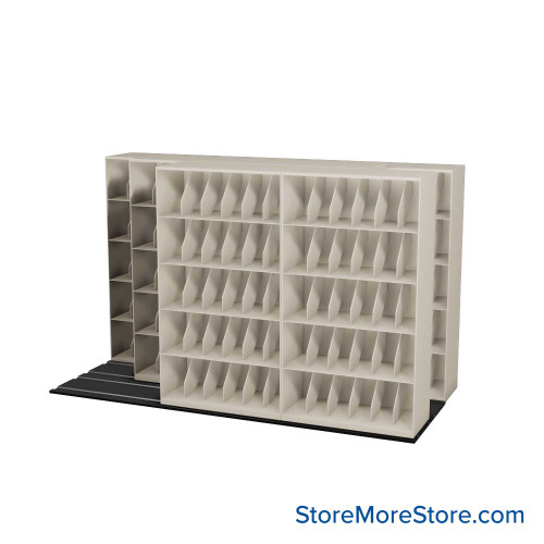 Mobile File Rack, 130" W x 60.75" D x 94.75" H, Fixed Dividers, 42" Shelf Width