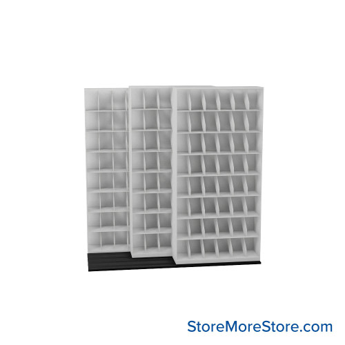 Mobile File Rack, 88" W x 42.75" D x 89.5" H, Fixed Dividers, 42" Shelf Width