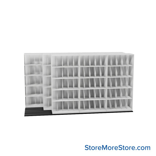 Mobile File Rack, 148" W x 60.75" D x 84.5" H, Fixed Dividers, 36" Shelf Width
