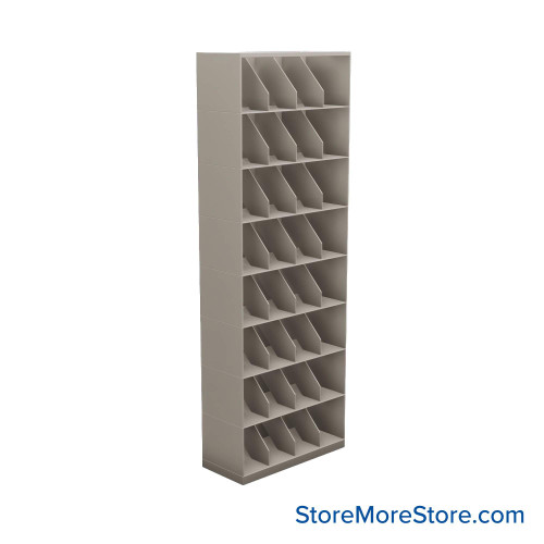 Stackable Metal Shelves, 30" W x 13.25" D x 83" H, Letter Size, 8 Levels, Fixed Welded Dividers