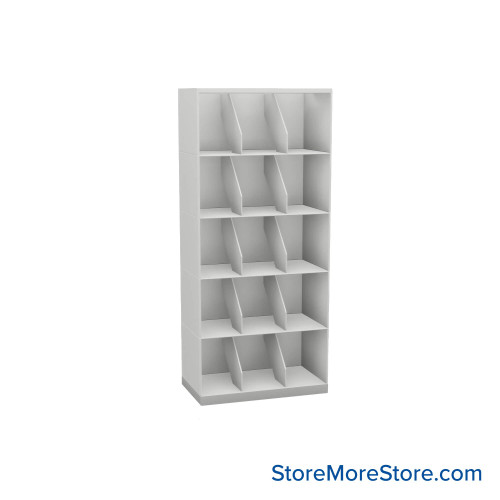 Stackable Metal Shelves, 24" W x 13.25" D x 53" H, Letter Size, 5 Levels, Fixed Welded Dividers