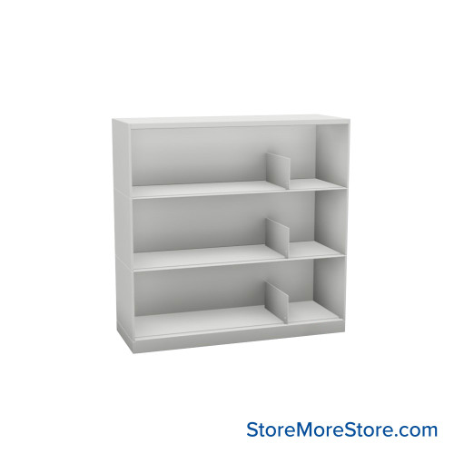 Stackable Metal Shelves, 36" W x 13.25" D x 33" H, Letter Size, 3 Levels, Sliding Dividers