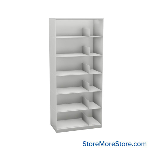 Stackable Metal Shelves, 30" W x 16.25" D x 63" H, Legal Size, 6 Levels, Sliding Dividers