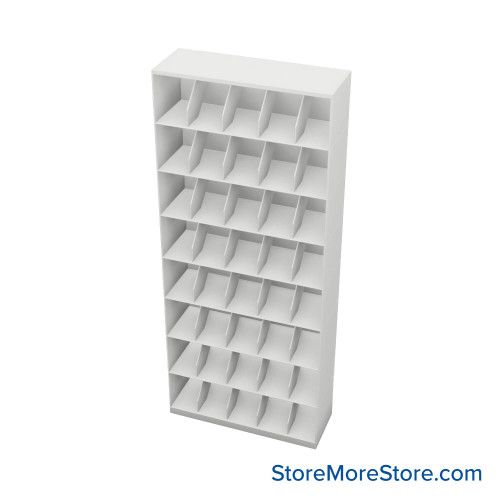 Stackable Metal Shelves, 36" W x 13.25" D x 83" H, Letter Size, 8 Levels, Fixed Welded Dividers