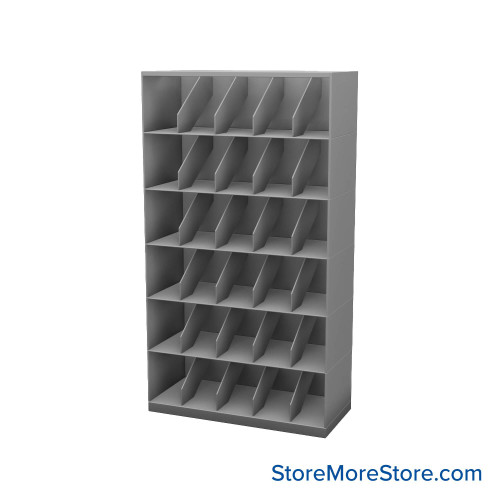 Stackable Metal Shelves, 36" W x 16.25" D x 63" H, Legal Size, 6 Levels, Fixed Welded Dividers