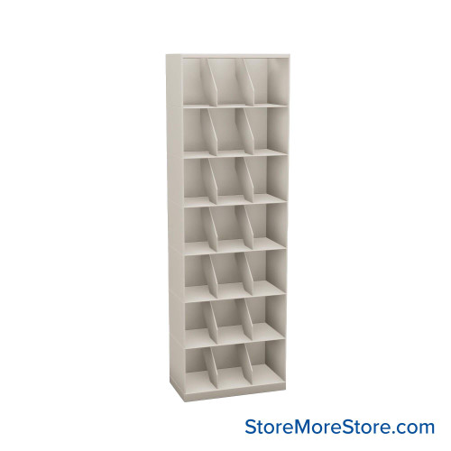 Stackable Metal Shelves, 24" W x 13.25" D x 73" H, Letter Size, 7 Levels, Fixed Welded Dividers