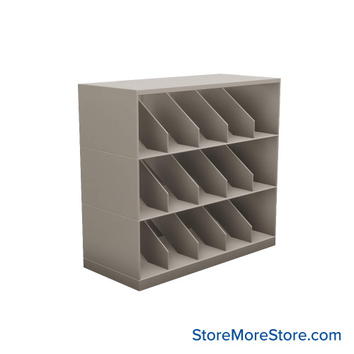 Stackable Metal Shelves, 36" W x 16.25" D x 33" H, Legal Size, 3 Levels, Fixed Welded Dividers
