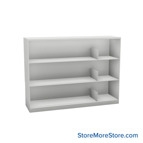 Stackable Metal Shelves, 48" W x 13.25" D x 33" H, Letter Size, 3 Levels, Sliding Dividers