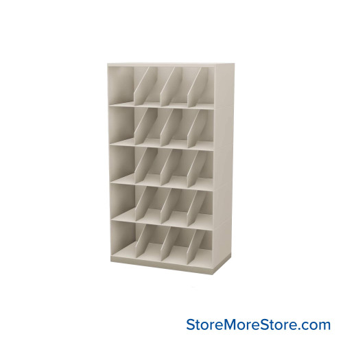 Stackable Metal Shelves, 30" W x 16.25" D x 53" H, Legal Size, 5 Levels, Fixed Welded Dividers