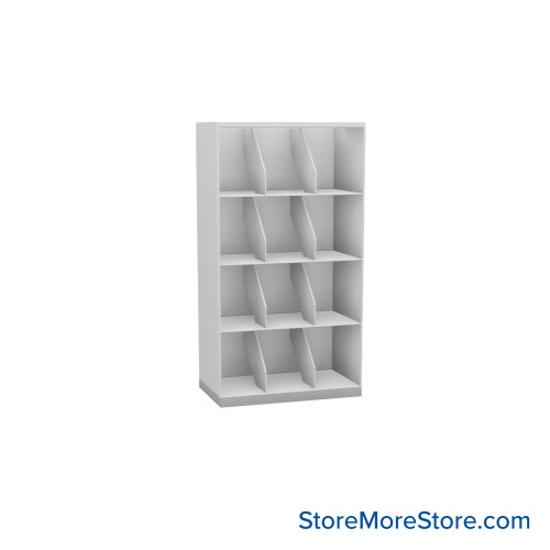 Stackable Metal Shelves, 24" W x 13.25" D x 43" H, Letter Size, 4 Levels, Fixed Welded Dividers