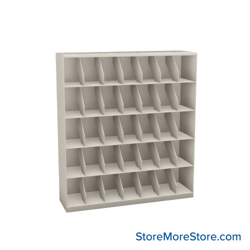 Stackable Metal Shelves, 48" W x 13.25" D x 53" H, Letter Size, 5 Levels, Fixed Welded Dividers