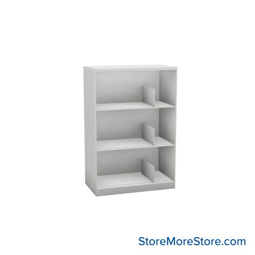 Stackable Metal Shelves, 24" W x 13.25" D x 33" H, Letter Size, 3 Levels, Sliding Dividers