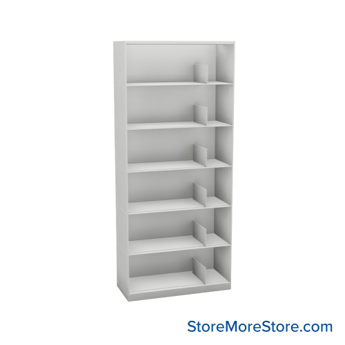 Stackable Metal Shelves, 30" W x 13.25" D x 63" H, Letter Size, 6 Levels, Sliding Dividers
