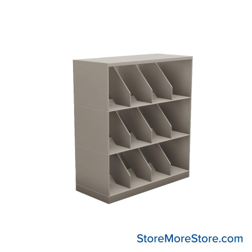 Stackable Metal Shelves, 30" W x 13.25" D x 33" H, Letter Size, 3 Levels, Fixed Welded Dividers