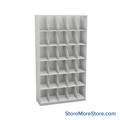 Stackable Metal Shelves, 36" W x 13.25" D x 63" H, Letter Size, 6 Levels, Fixed Welded Dividers
