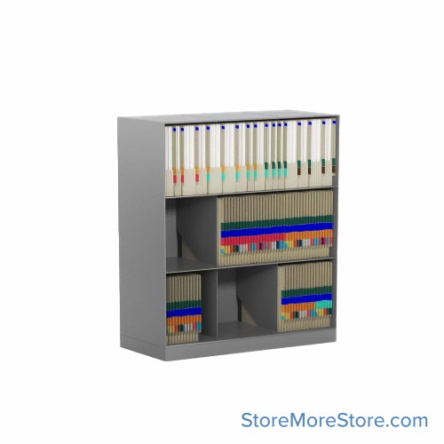 Slanted shelving, 32.5" W x 14" D x 34.25" H, 3 Levels, Legal Storage Slanted shelving, 32.5" W x 14" D x 34.25" H, 3 Levels, Legal Storage